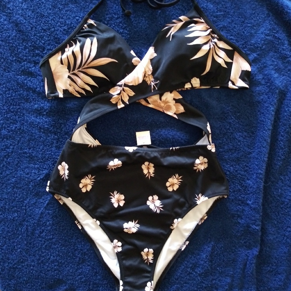 NWT PINK VICTORIAS SECRET floral wrap one piece